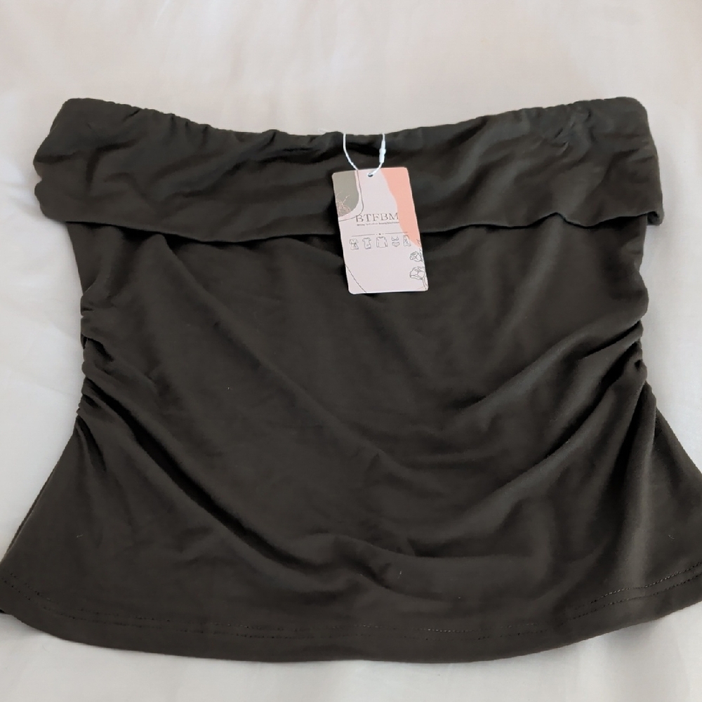 Women’s Strapless Fold-Over Tank Top - Hunter Green
